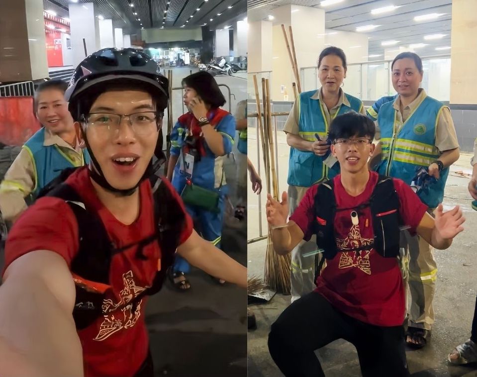 Tu Nam ra Bac dip Quoc khanh 2.9, Tran Hien Vinh da keu goi ban be tren mang xa hoi cung don dep duong pho Ha Noi, ho tro cong nhan moi truong. Anh: NVCC