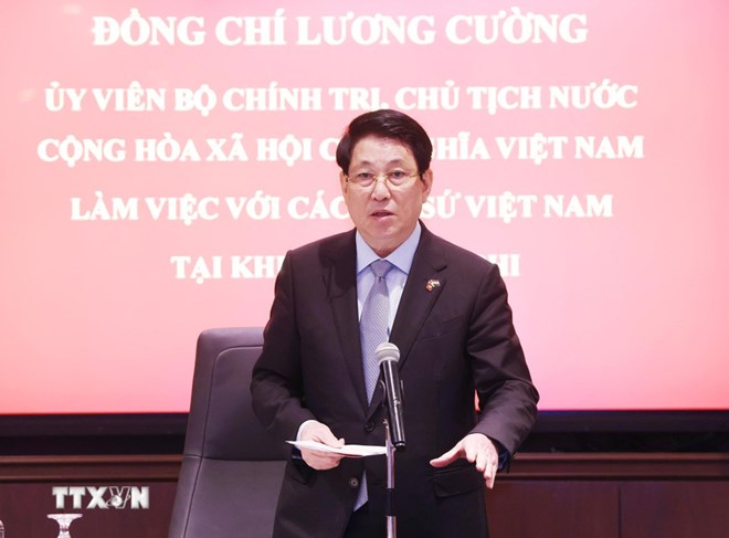 Chủ tịch nước Lương Cường làm việc với các Đại sứ Việt Nam tại các nước châu Phi