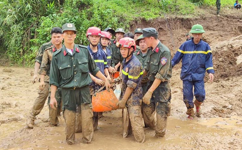 Dien Bien Provincial Police force deploys rescue work in Xa Dung commune (August 2). Photo: Photo: Dien Bien Police