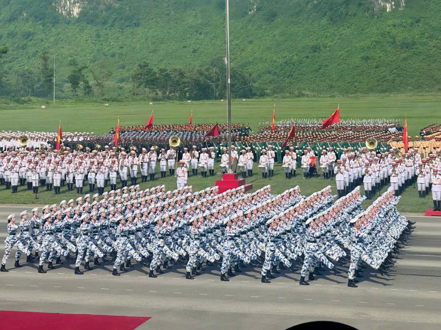 Khoi nu quan y trong trang phuc moi dip dieu binh, dieu hanh ky niem 80 nam Cach mang thang Tam va Quoc khanh 2.9. Anh: Tran Vuong