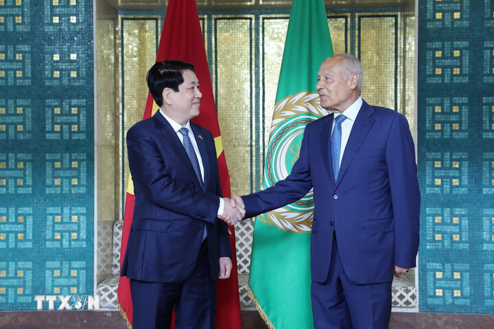 Politburo member and President Luong Cuong and General Secretary of the Arab Ahmedaboul Gheit. Photo: VNA