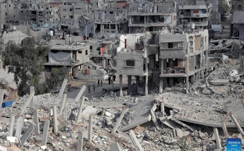 The scene of devastation in Khan Younis, south of the Gaza Strip. Photo: Xinhua