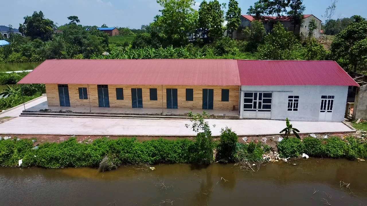 Pho Yen phuongの壁を覆われた建設プロジェクトは、ほぼ完成しました。写真:Dang Vu