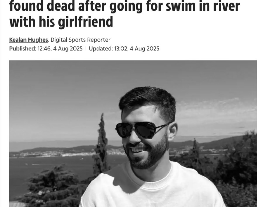 Goalkeeper Jeferson Merli passed away from drowning. Photo from the British newspaper