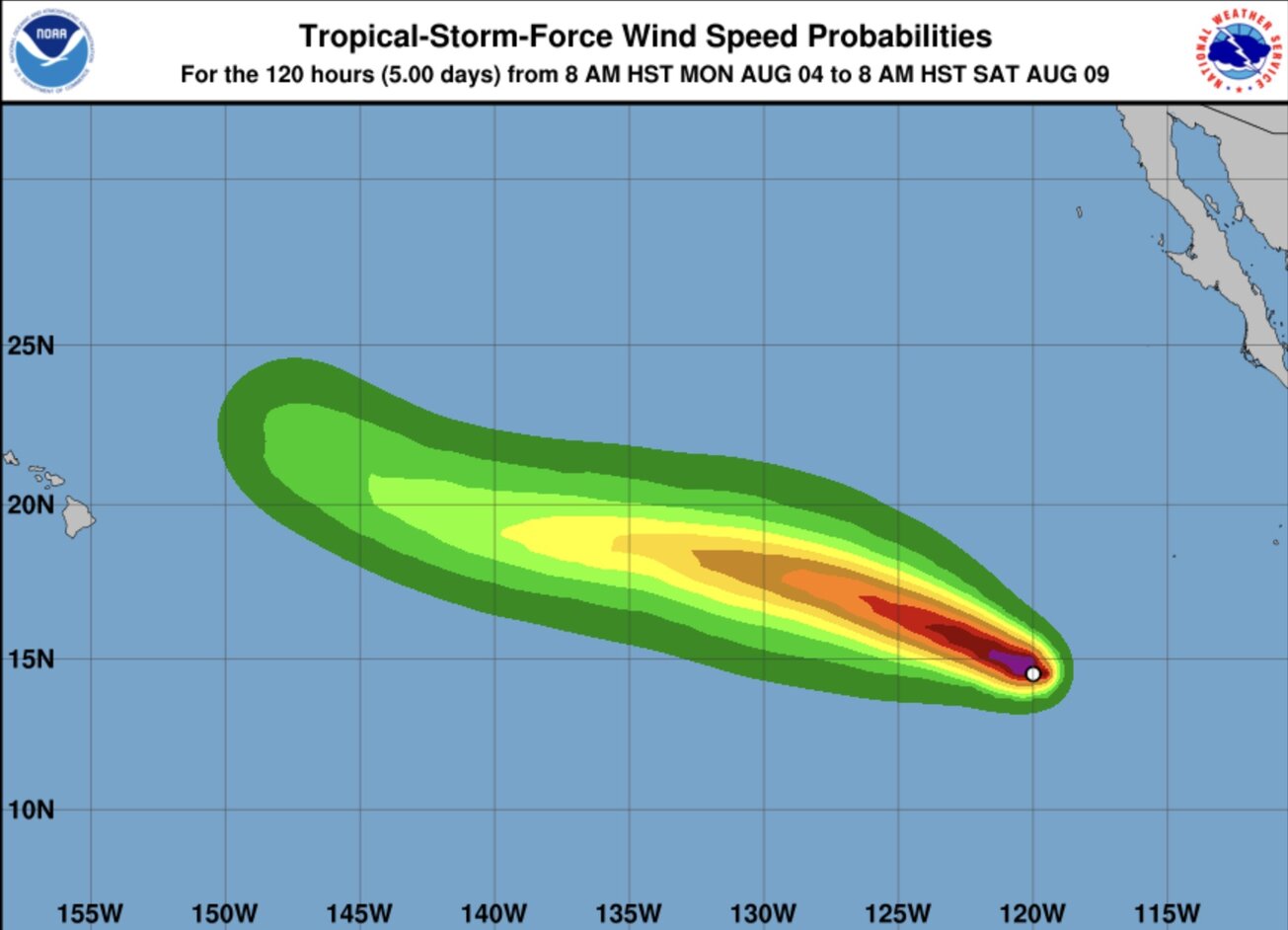 허리케인 앙리에트의 예상 경로. 사진: NOAA