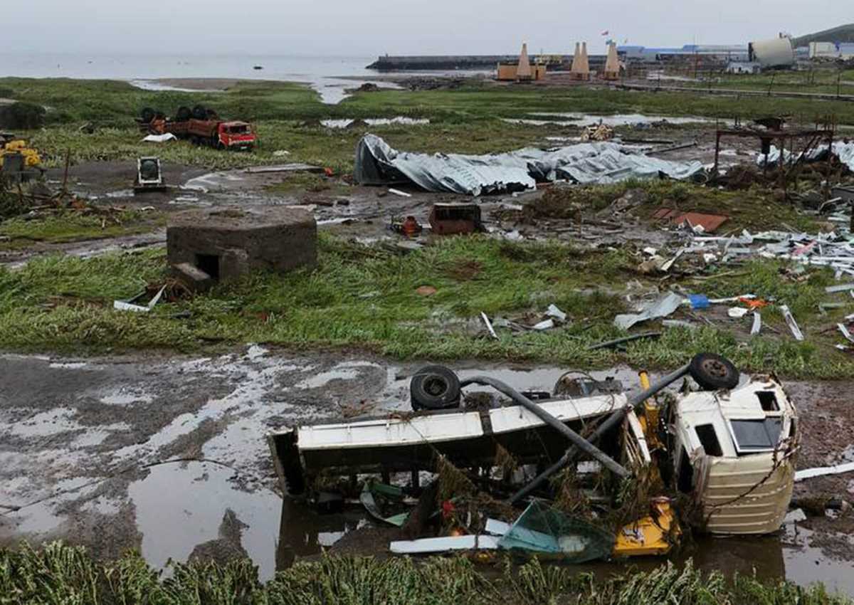 2025년 7월 30일 쓰나미 지진 후 러시아 세베로-쿠릴스크 마을. 사진: 사할린 당국