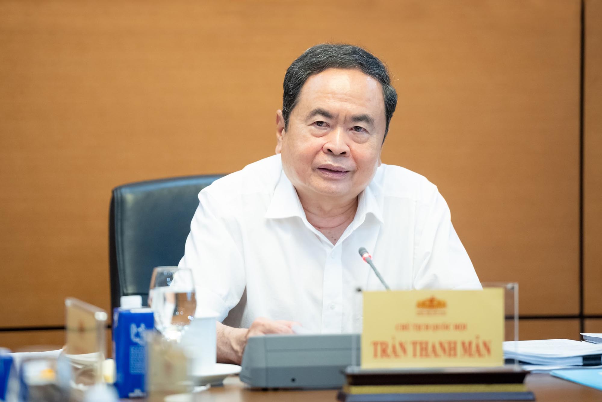 Politburo member and National Assembly Chairman Tran Thanh Man chaired a meeting of the National Assembly leadership. Photo: Pham Thang