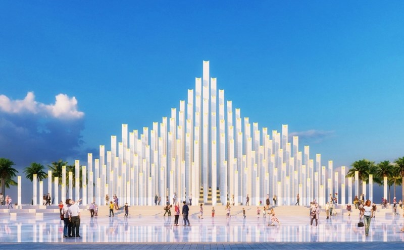 Perspective of Tam Thang Tower in Vung Tau Ward, Ho Chi Minh City.