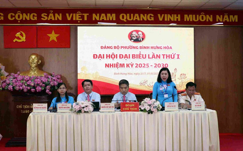 The Party Committee of Binh Hung Hoa Ward (HCMC) held the 1st Congress of Delegates for the 2025 - 2030 term. Photo: Minh Quan