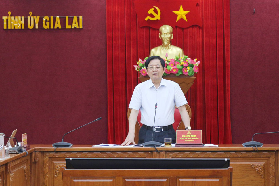 Gia Lai Lai Provincial Party Committeeの秘書Ho Quoc Dungは会議に向けられました。写真：Gia Lai Portal