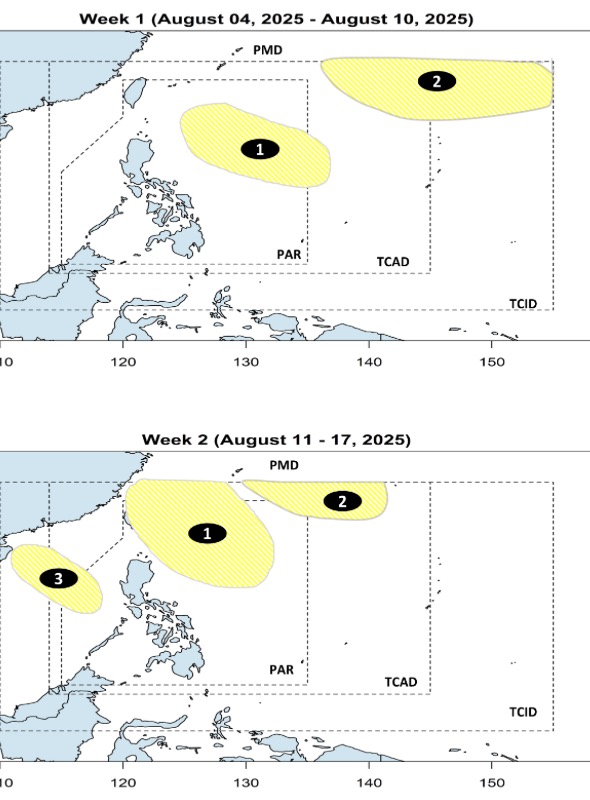 Du bao 3 ap thap lien tiep quanh Bien Dong tu nay toi ngay 17.8. Anh: PAGASA