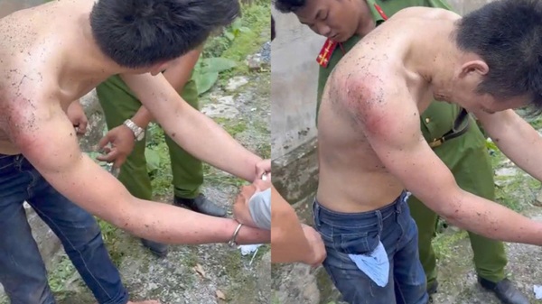  Công an xã Ứng Thiên bắt giữ một đối tượng đang chuẩn bị mang ma túy đi bán. Ảnh: CAHN