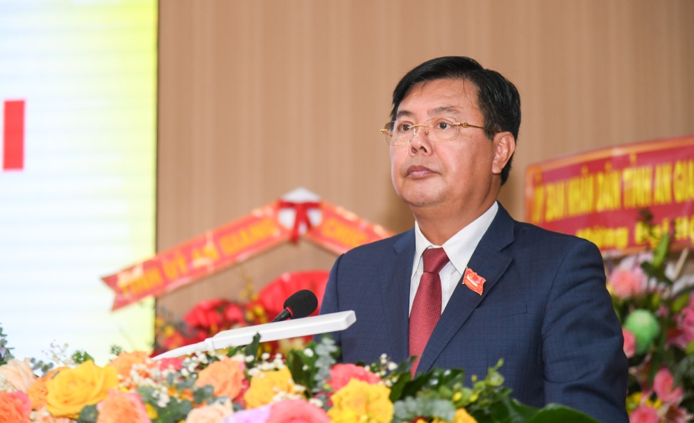 Dong chi Nguyen Tien Hai, Uy vien Ban Chap hanh Trung uong Dang – Bi thu Tinh uy – Bi thu Dang uy Quan su tinh phat bieu tai dai hoi. Anh: Phuong Vu