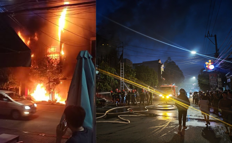 Gia Lai省のウェディングフォトショップ火災現場。写真:An Nhon