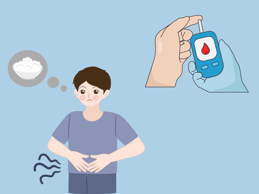 Avoir une sensation de faim continue surtout apres avoir mange peut etre dû au diabete. Graphique : Huong Giang