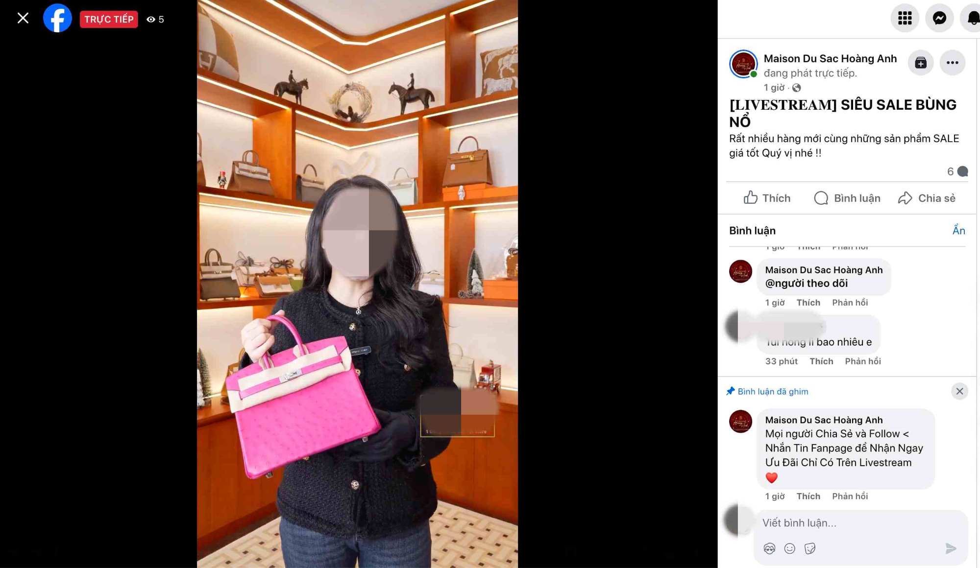 Mot phien livetream hang hieu fake, nhai cac thuong hieu lon. Anh: Nhom PV