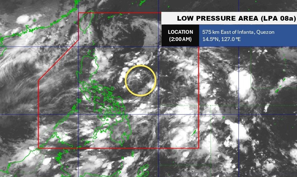 Location of the center of the low pressure near the East Sea at 2:00 a.m. on August 6, 2025. Photo: PAGASA