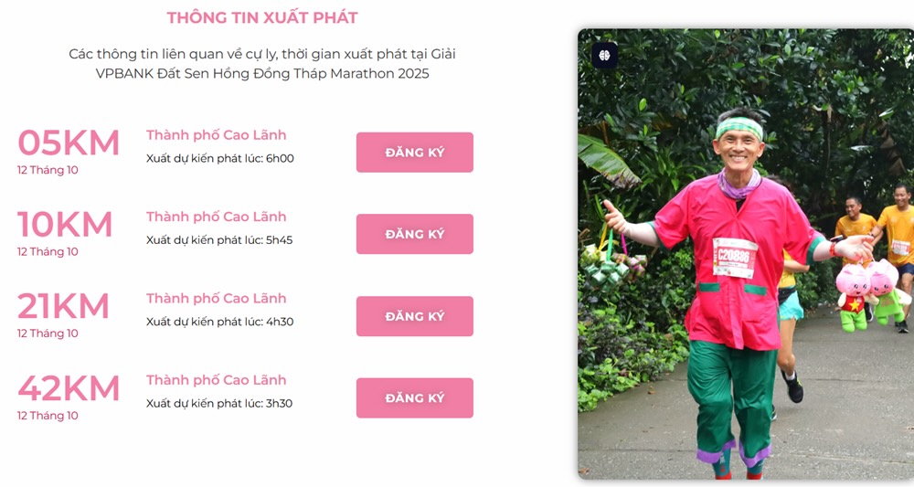 Cac cu ly thi dau cua Giai Marathon Dat Sen hong – Dong Thap nam 2025. Anh: Cong thong tin dien tu Dong Thap.
