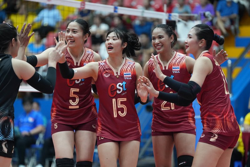 Tuyen bong chuyen nu Thai Lan la duong kim vo dich chang 1 SEA V.League 2025. Anh: VFV
