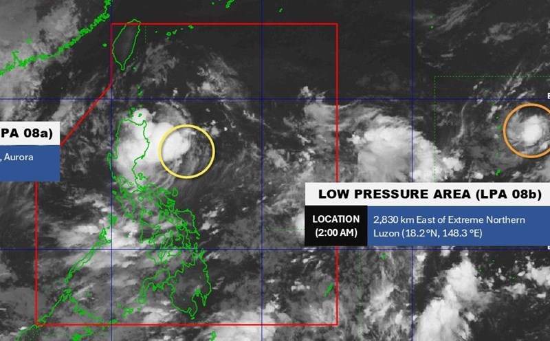Location of low pressure 08a and 08b at 2:00 a.m. on August 7, 2025. Photo: PAGASA