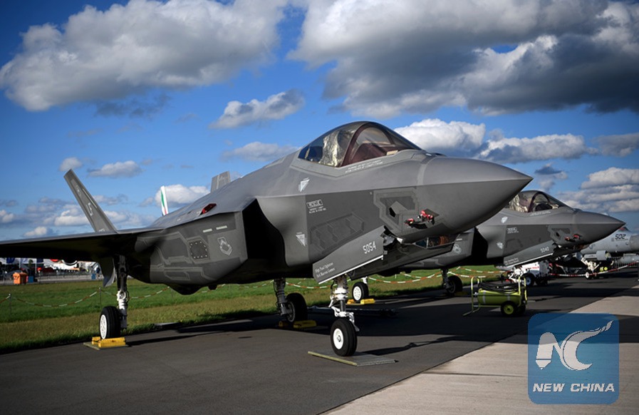 A US Lockheed Martin F-35 Lightning II rocket fighter is on display at the Berlin International Airport Exhibition (ILA) 2018 in Schoenefeld, Germany. Photo: Xinhua