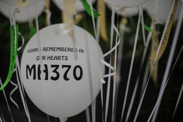 The balloon recorded MH370 at a commemorative event for the victims of the missing plane in Kuala Lumpur, Malaysia. Photo: AFP