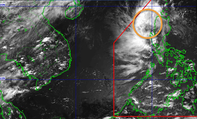 동해로 이동하는 저기압 지역은 열대 저기압으로 강화될 가능성이 중간 정도입니다. 사진: PAGASA