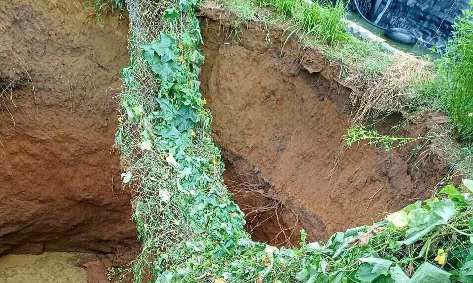 広さ約7m、深さ約10mの陥没穴が、マイソン村(ソンラ)に突然現れました。写真:Nguyen Hang