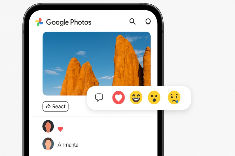 Google Photos puede agregar iconos emocionales como las redes sociales. Grafico: Quang Minh
