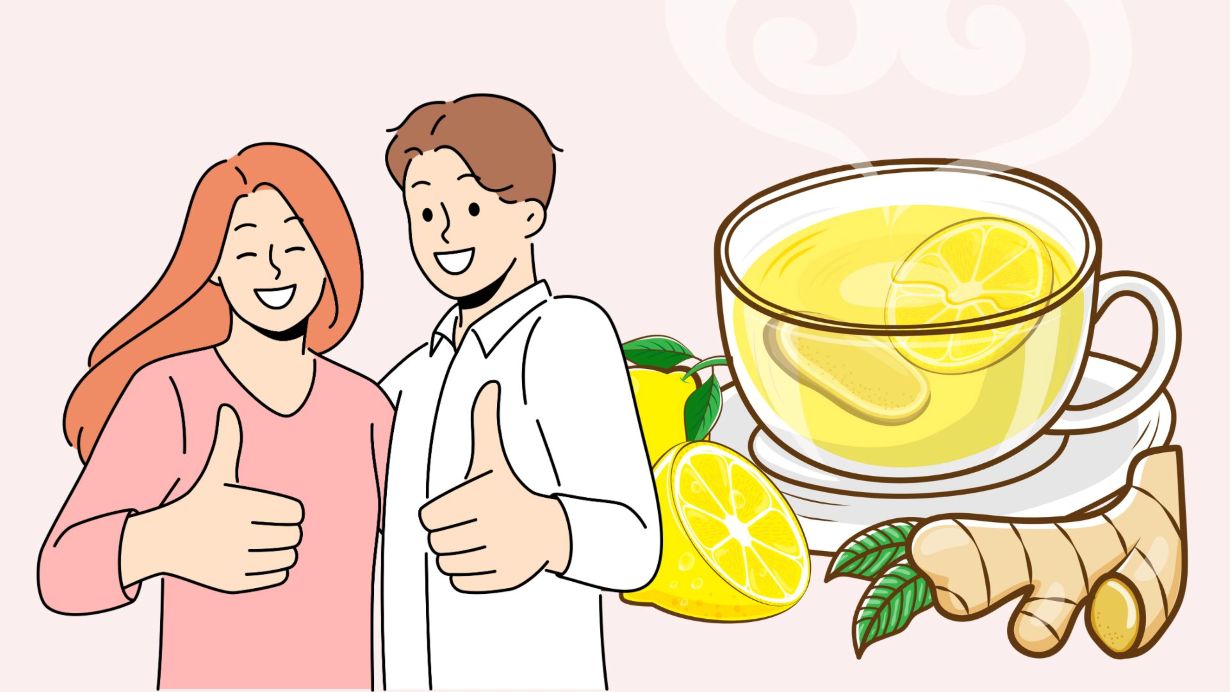 Uống trà gừng chanh tốt cho sức khỏe. Đồ họa: Thanh Thanh 