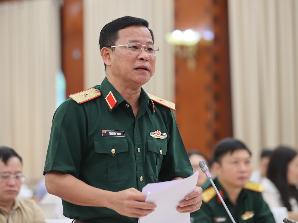 Thieu tuong Tong Van Thanh thong tin ve chuong trinh dieu binh dieu hanh ky niem 80 nam Cach mang thang 8 va Quoc khanh 2.9. Anh: VGP/Nhat Bac
