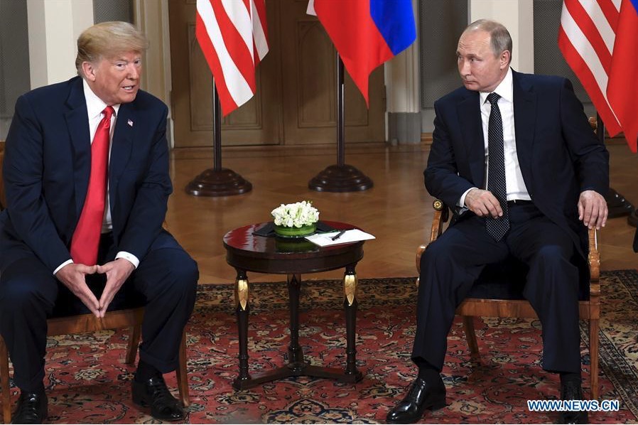 US President Donald Trump meets with Russian President Vladimir Putin in Helsinki, Finland, on July 16, 2018. Photo: Xinhua