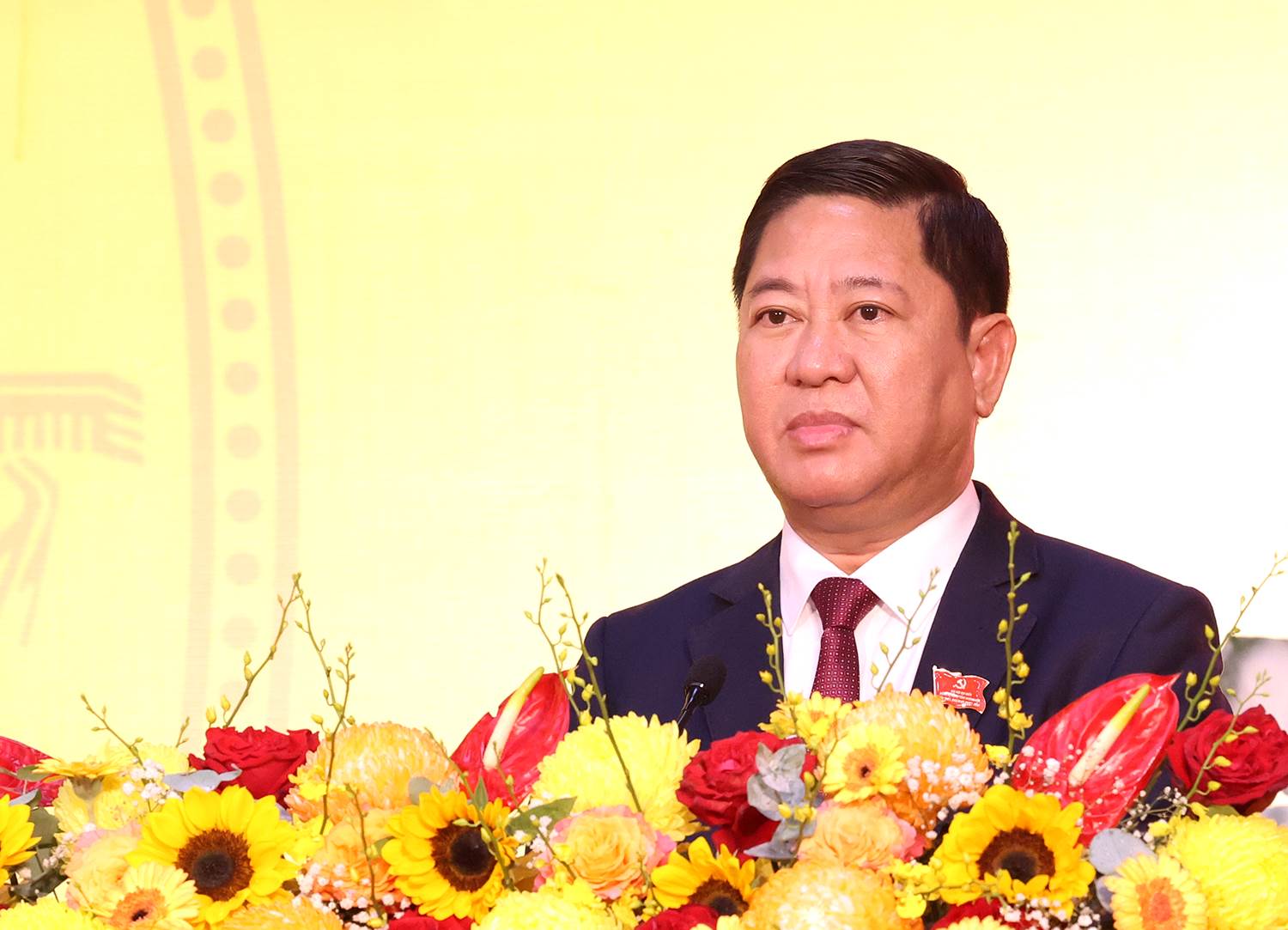 Ong Tran Quoc Nam - Chu tich UBND tinh Khanh Hoa phat bieu tai dai hoi. Anh: Huu Long