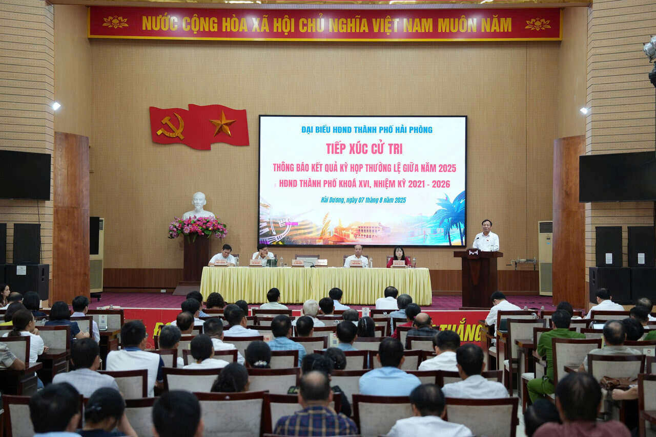 ハイホンシティの19人の代表号は、市の西にある9区の有権者に連絡しました。写真：Quoc Tung