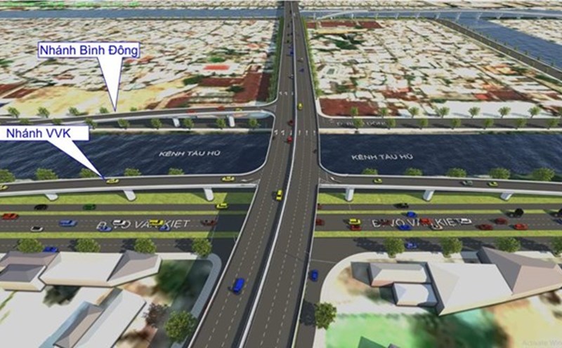 Perspective of Binh Tien Bridge and Road with branches connecting Vo Van Kiet Street and Binh Dong Street. Photo: Ho Chi Minh City Department of Construction