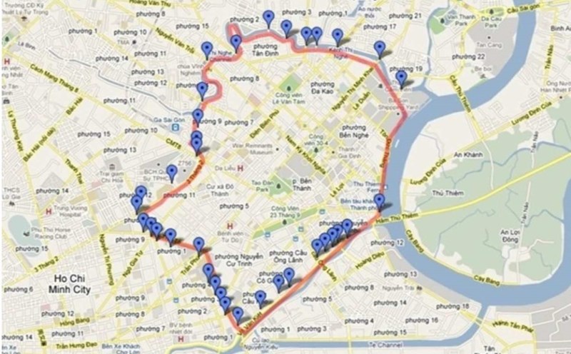 Map of the central area of Ho Chi Minh City plans to establish a belt to limit gasoline and oil vehicles. Photo: Department of Construction