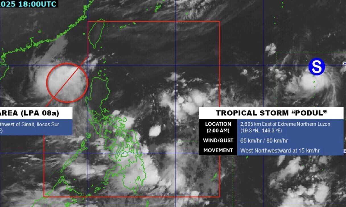 The low pressure will enter the East Sea, forecast to strengthen into a storm in the next 24 hours. Photo: PAGASA