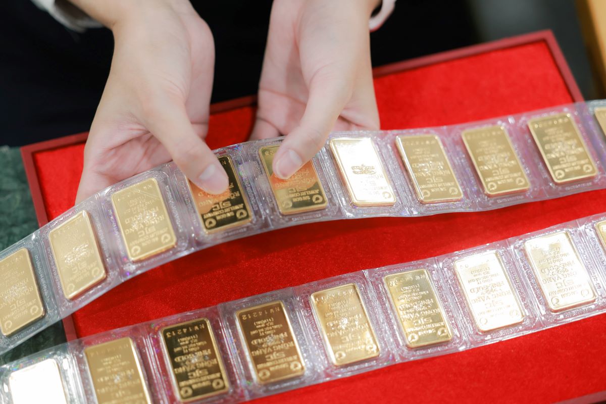 SJC gold bar price on the morning of August 8 was at 122.4-123.8 million VND/tael (buy in - sell out). Photo: Hai Nguyen