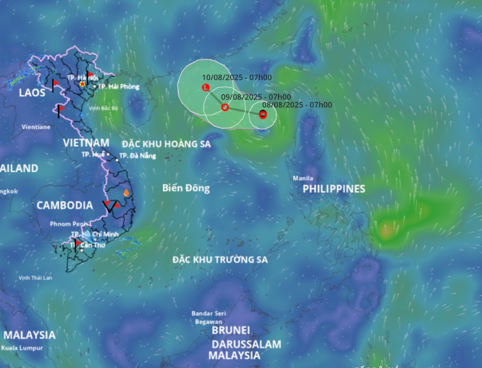 Updated location and path of the tropical depression at 9:00 a.m. on August 8. Source: Vietnam Disaster Monitoring System