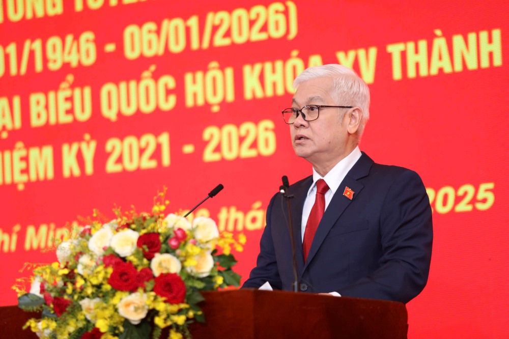 Truong doan DBQH khoa XV TPHCM Nguyen Van Loi on lai chang duong ve vang 80 nam Ngay Tong tuyen cu dau tien bau Quoc hoi Viet Nam. Anh: Minh Tam
