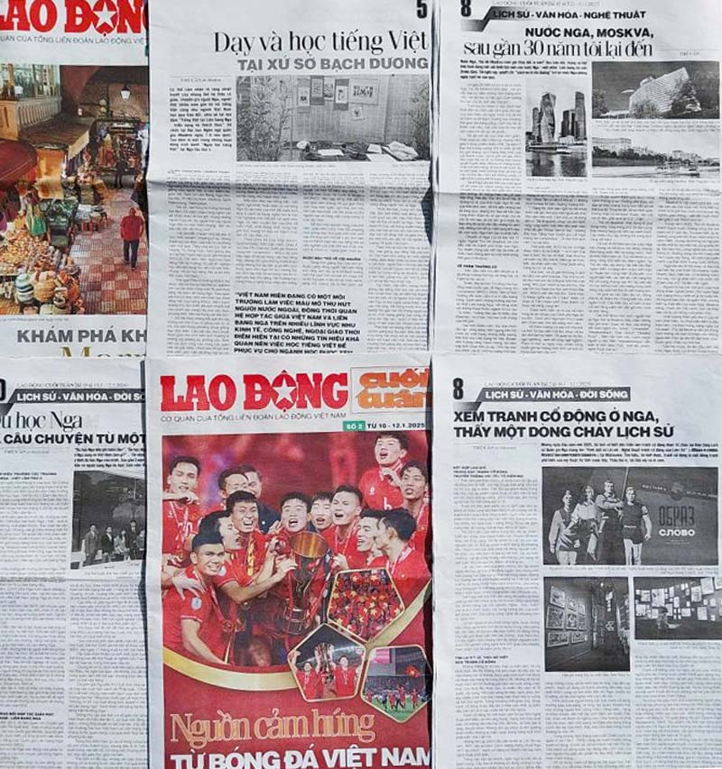 Some articles by Thuy An in Lao Dong Newspaper at the weekend. Photo: Character provided