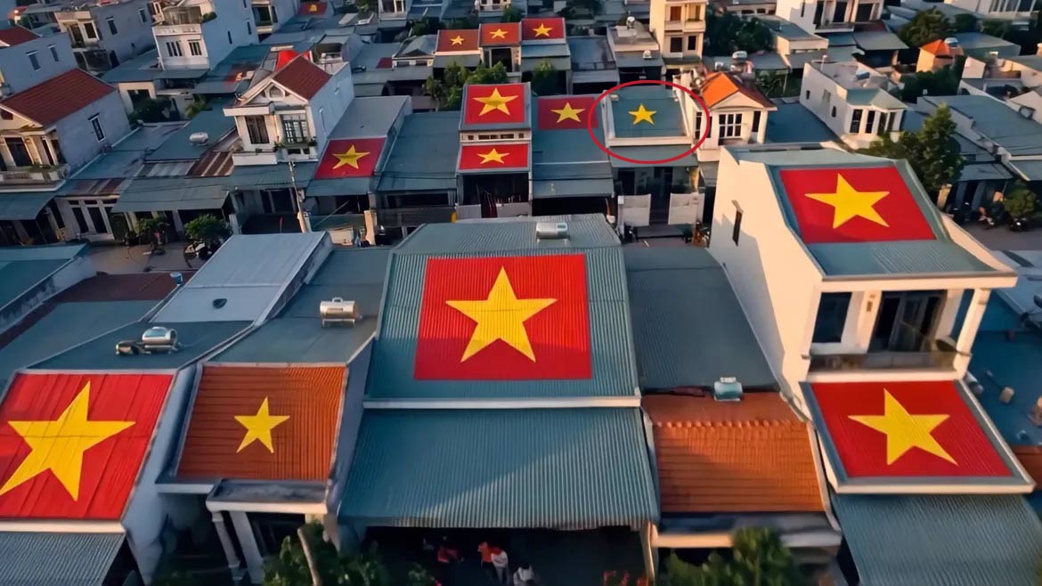 Loi trong viec dung AI tao dung hinh anh co do tren mai nha (phan khoanh do). Anh: Chup tu MV