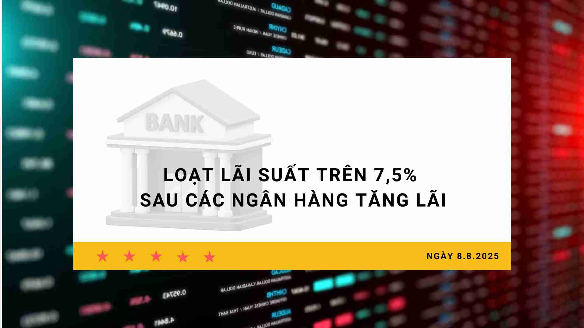 Interest rate 8.8: A series of interest rates above 7.5% after banks increased interest rates