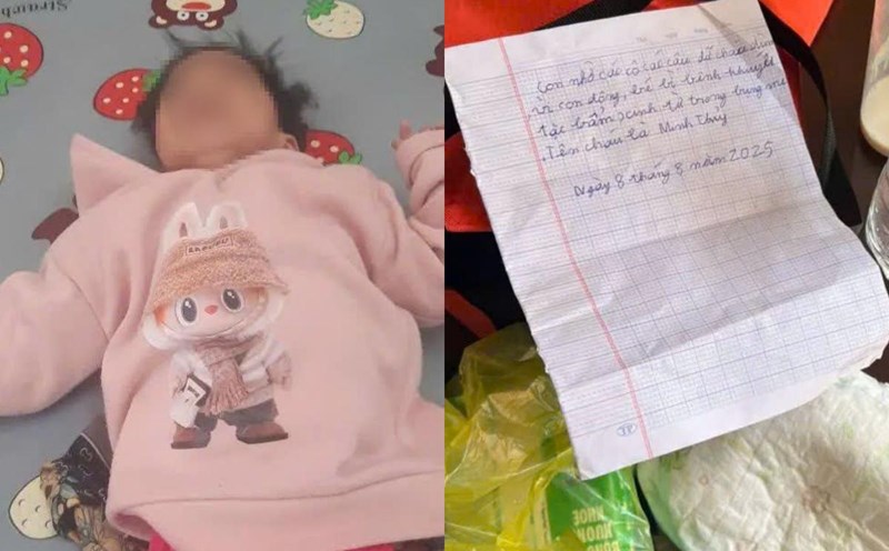 The baby was abandoned with a letter sent to Lam Dong. Photo: Lam Hong