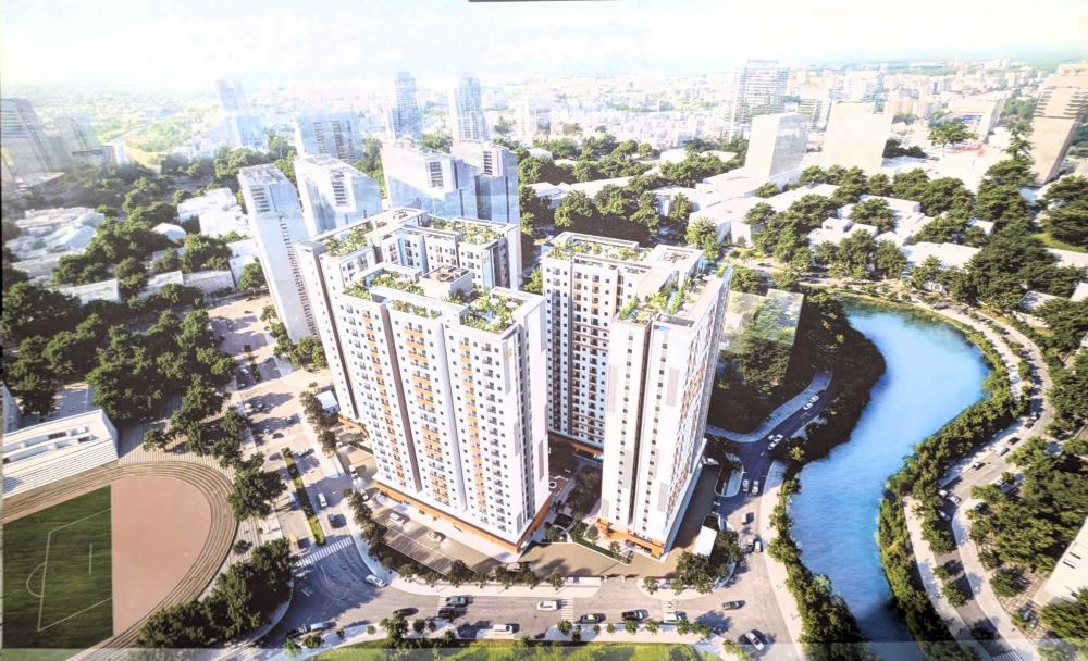 Perspective de la conception du projet de logements sociaux au 4 rue Phan Chu Trinh (ancien district de Binh Thanh) apres son achevement. Photo : Anh Tu