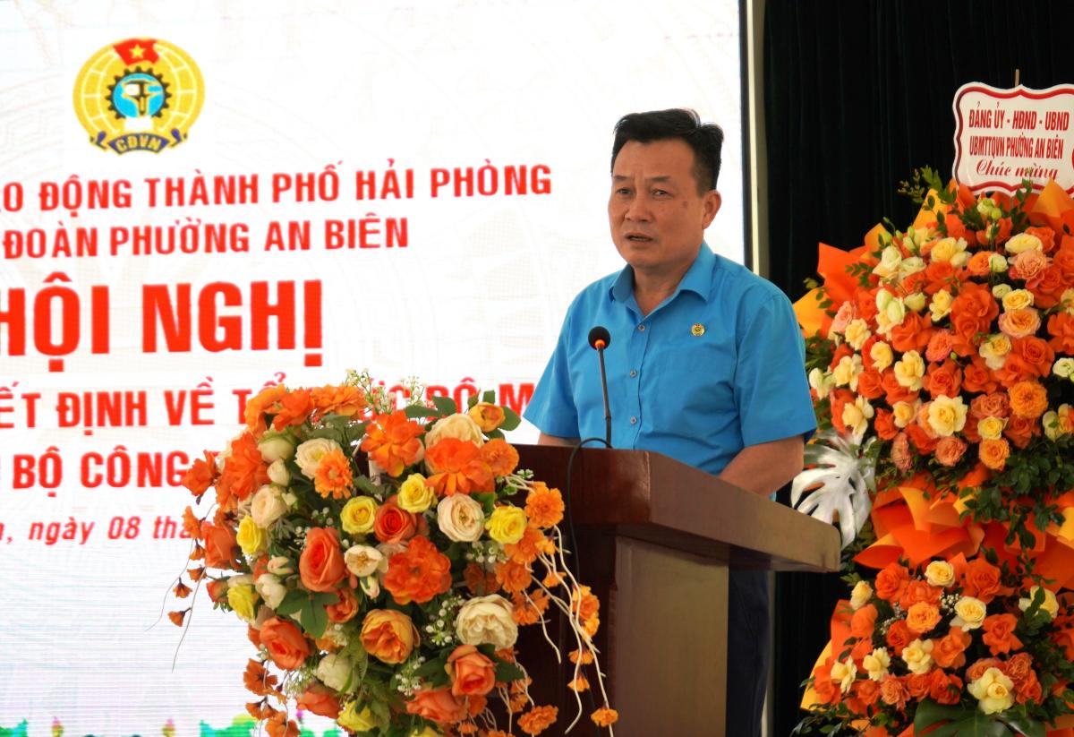 Pho Chu tich LDLD TP Hai Phong Nguyen Van Phiet phat bieu tai hoi nghi. Ảnh: Mai Dung