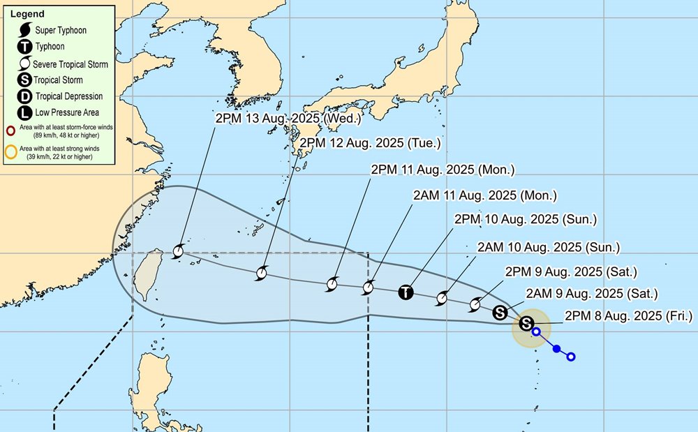Cap nhat huong di cua bao Podul tren bien. Anh: PAGASA