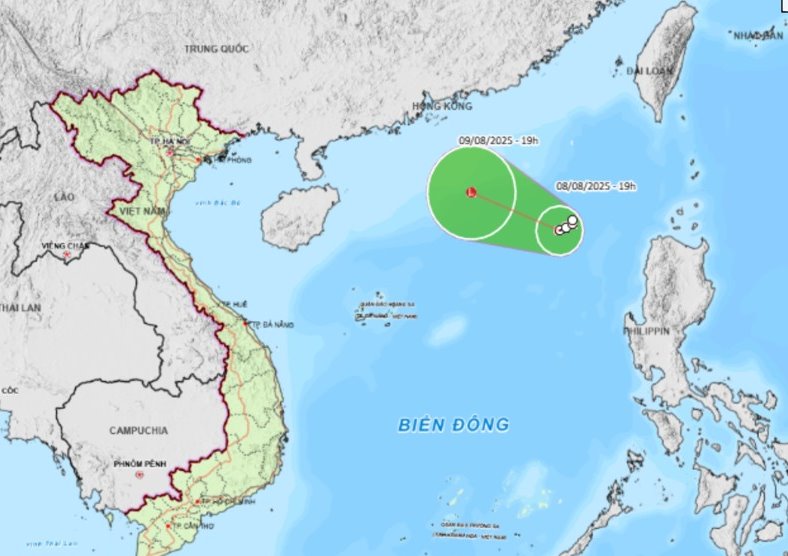 Cap nhat vi tri cua ap thap nhiet doi tren Bien Dong. Anh: Trung tam Du bao Khi tuong Thuy van quoc gia