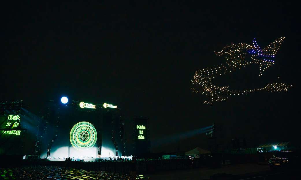 Man trinh dien drone show an tuong tai buoi tong duyet. Anh: SHB