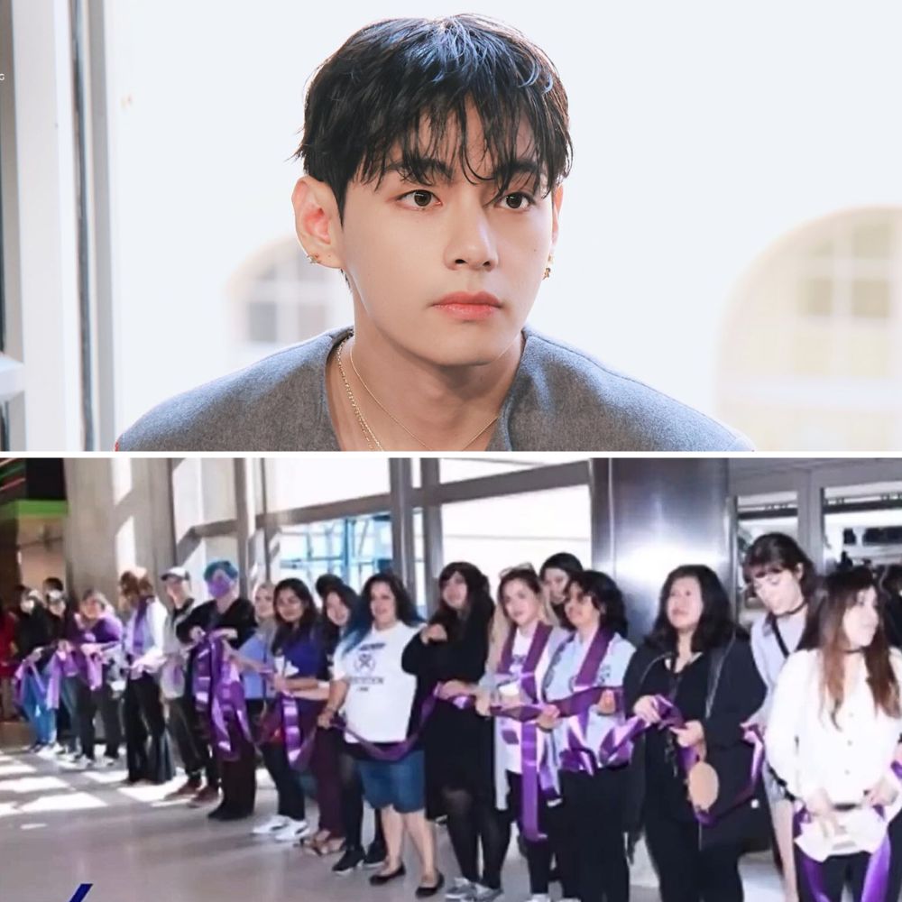 V (BTS) keu goi fan thuc hien lai chien dich ruy bang tim o san bay de dam bao an toan. Anh: Big Hit/SBS